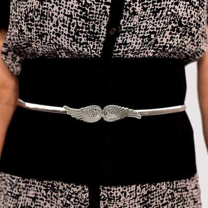 Lucky Jewellery Designer Silver Plated Kamarband White Rhinestone Waist Belt Udyanam Kamar Patta For Girls And Women
