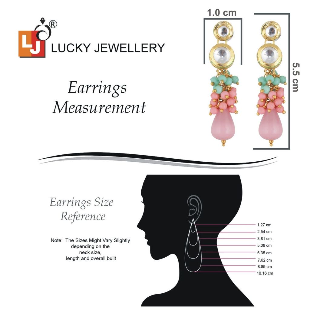 LUCKY JEWELLERY Back Meenakari 18k Gold Plated Multicolor Tika Earring Combo Uncut Big Faux Kundan Choker Necklace set