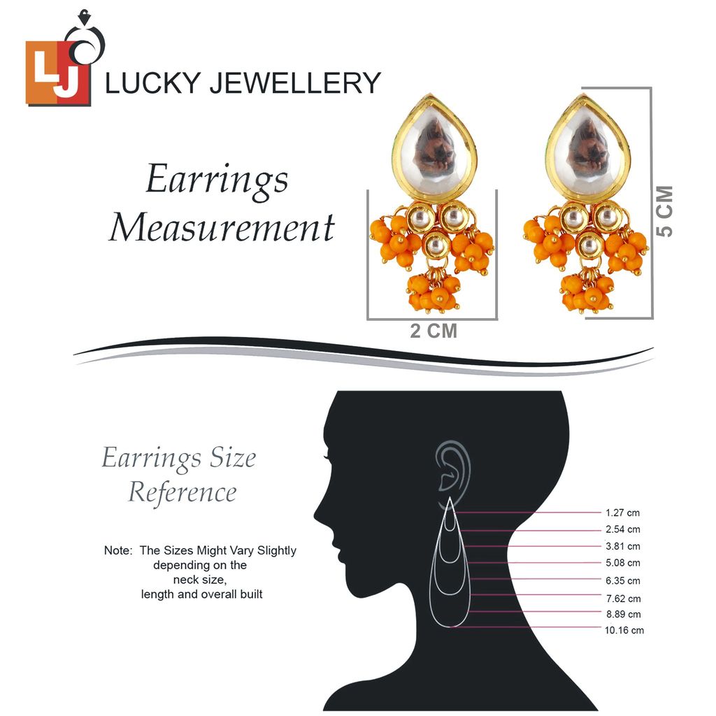 LUCKY JEWELLERY Back Meenakari 18k Gold Plated Dark Yellow Color Tika Earring Combo Uncut Big Faux Kundan Choker Necklace set (1122-J5SK-1698-DY)