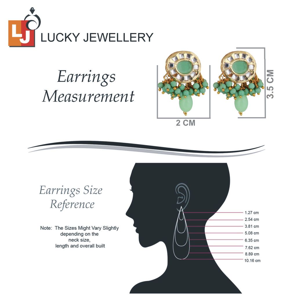Lucky Jewellery Meenakari 18k Gold Plated Mint Color Earring Combo Uncut Big Faux Kundan Choker Necklace set (1010-J5SK-1816-MNT)