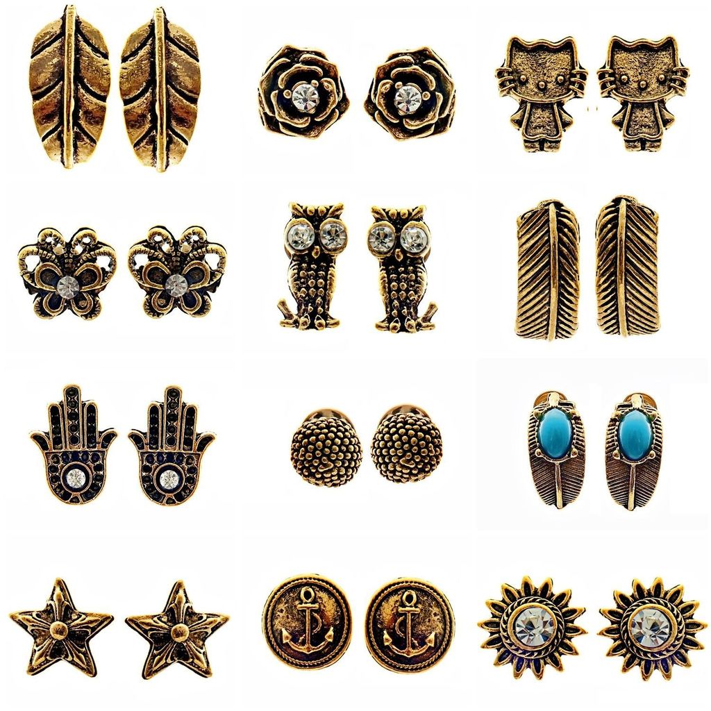 Lucky Jewellery Designer Oxidised Plating Tops Combo Pack Of 12 For Girls & Women