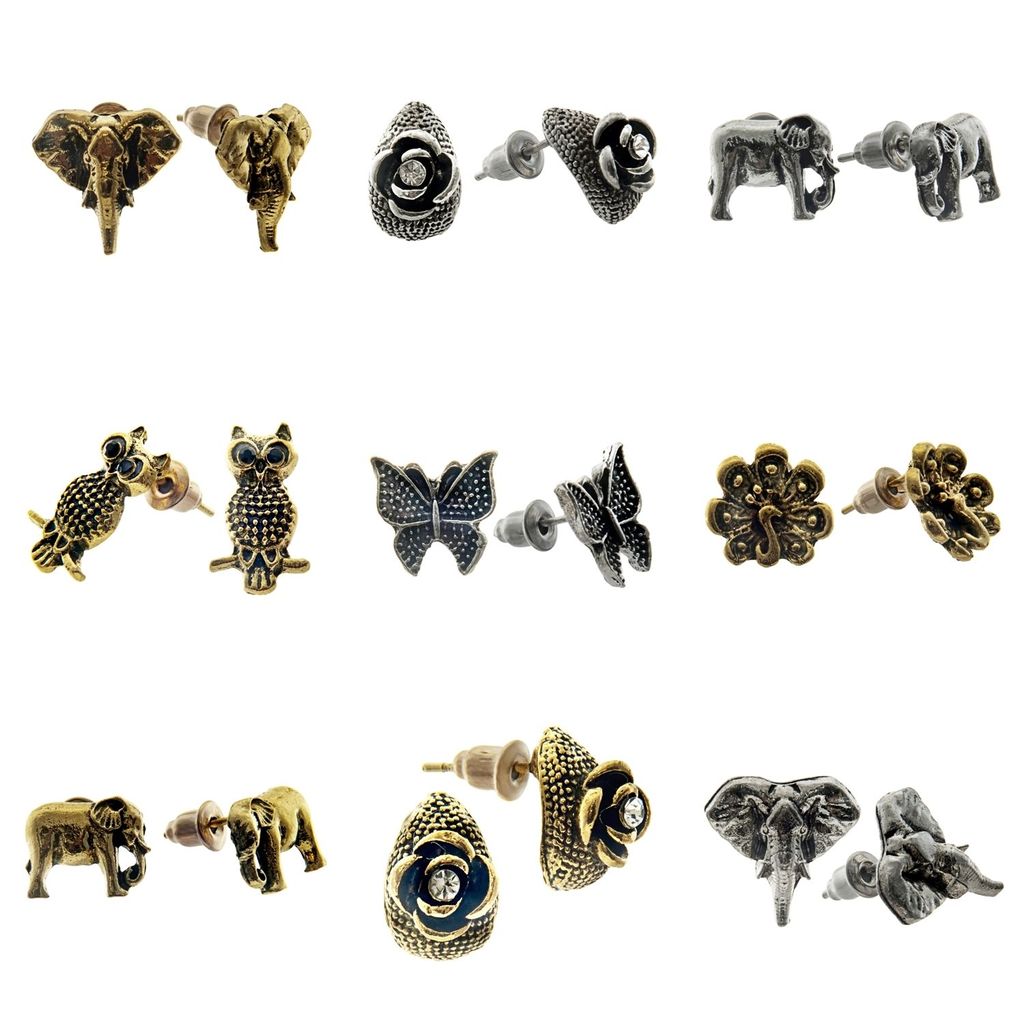 Lucky Jewellery Designer Oxidised Plating Tops Combo Pack Of 9 For Girls & Women