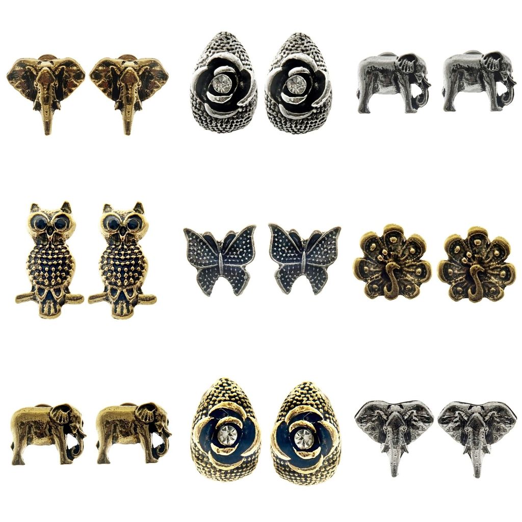 Lucky Jewellery Designer Oxidised Plating Tops Combo Pack Of 9 For Girls & Women