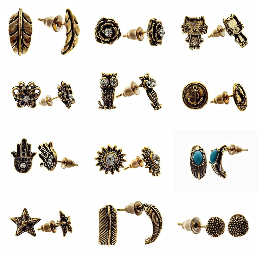 Lucky Jewellery Designer Oxidised Plating Tops Combo Pack Of 12 For Girls & Women