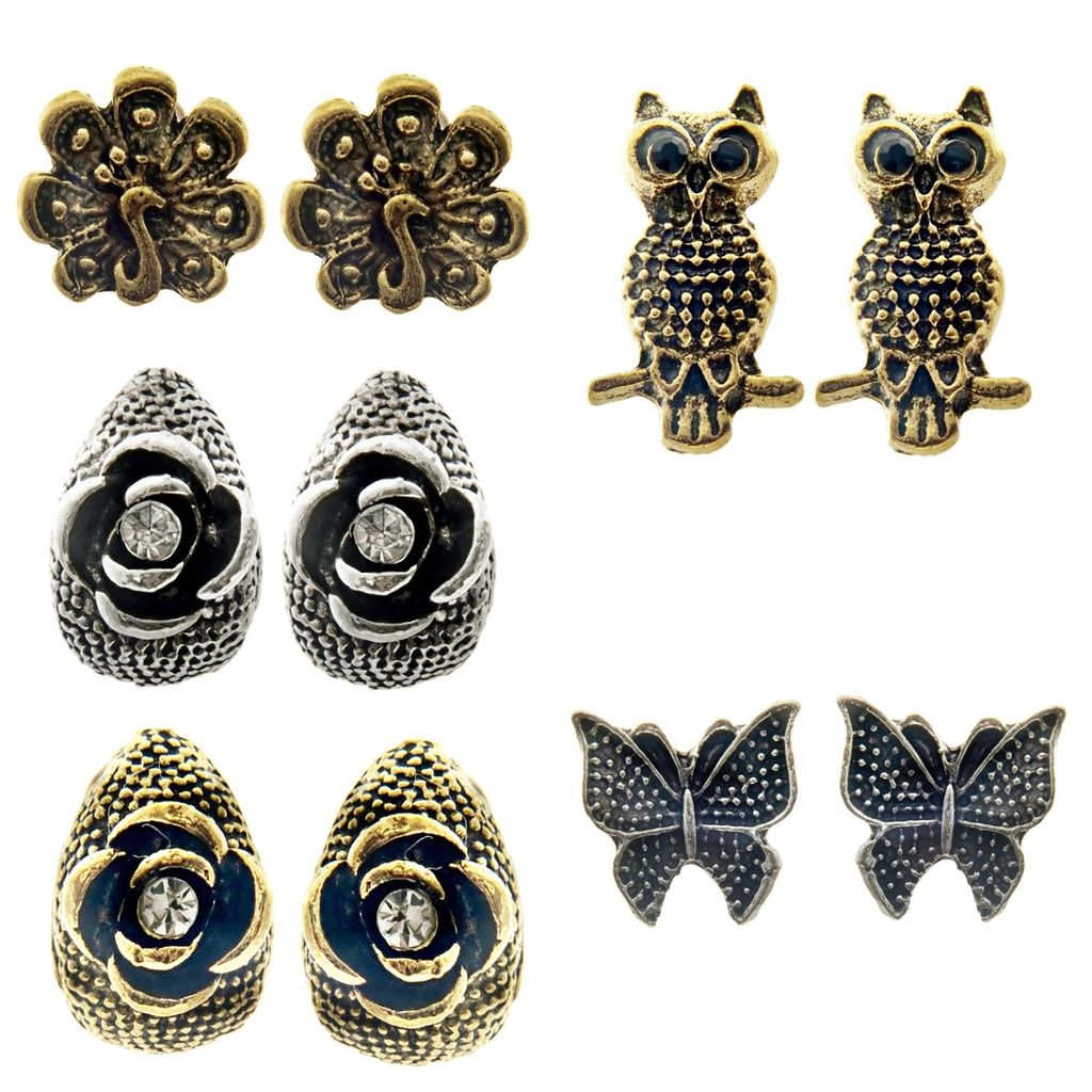 Lucky Jewellery Designer Oxidised Plating Tops Combo Pack Of 5 For Girls & Women