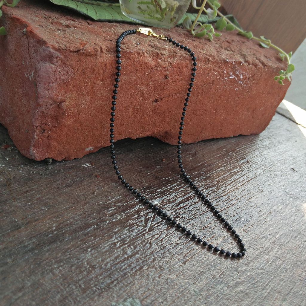 Lucky Jewellery Traditional Designer Mangalsutra Black Beads One Line Chain Necklace For Women (24-A3C-B3-B16)