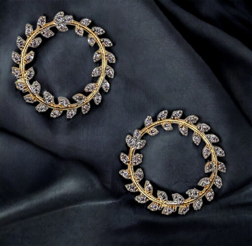 Lucky Jewellery 18K Gold Plated American Diamond (AD) White Color Circle Shape Pendant with Earring and Chain.(144-P4L1A-1517)