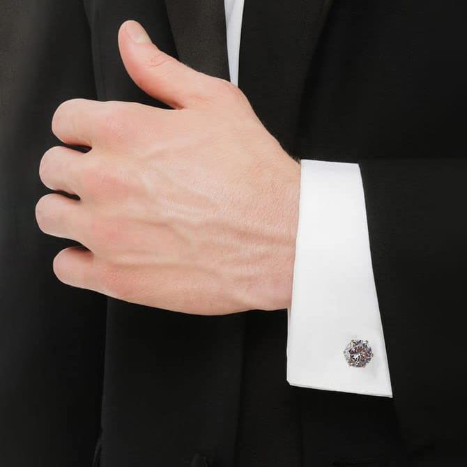 LUCKY JEWELLERY Unique White Color Golden Plated Formal Wedding Shirt, Suit, Blazer Cufflinks Pair Set for Men.(261-M4C4-AD14)