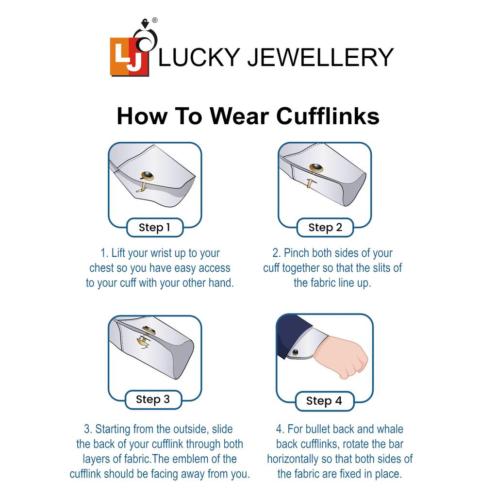 LUCKY JEWELLERY Unique White Color Silver Plated Formal Wedding Shirt, Suit, Blazer Cufflinks Pair Set for Men.(261-M4C4-AD14-S)