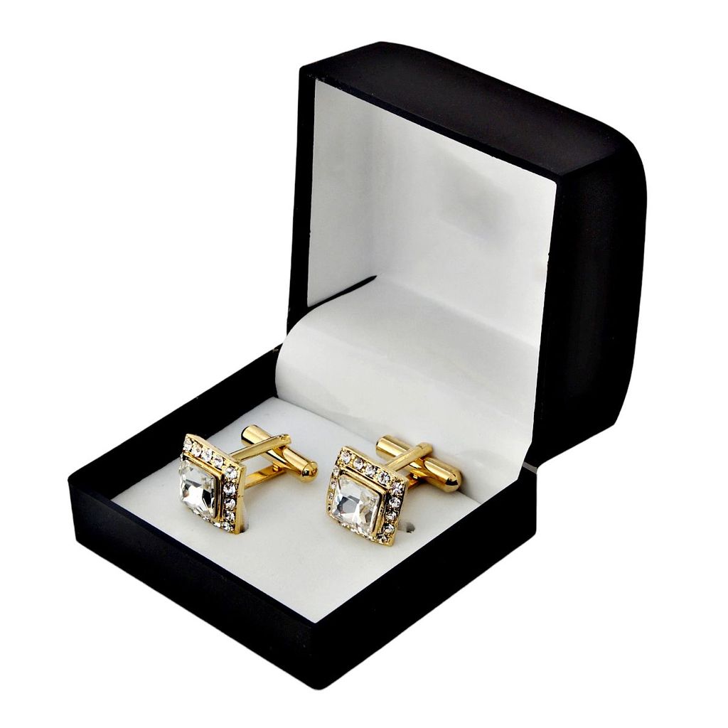 LUCKY JEWELLERY Unique White Color Golden Plated Formal Wedding Shirt, Suit, Blazer Cufflinks Pair Set for Men.(218-M4C4-A5520)