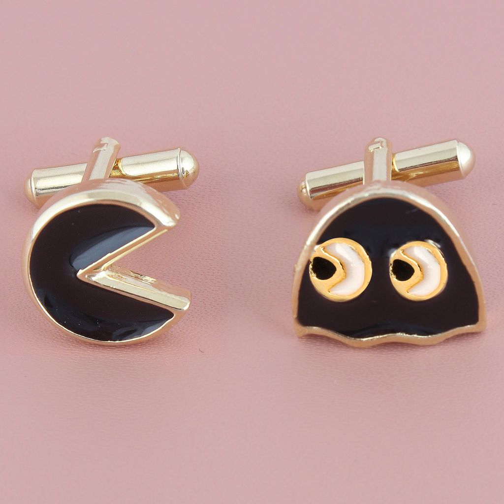 LUCKY JEWELLERY Unique Black Color Golden Plated Formal Wedding Shirt, Suit, Blazer Cufflinks Pair Set for Men.(208-M4C4-A5365)