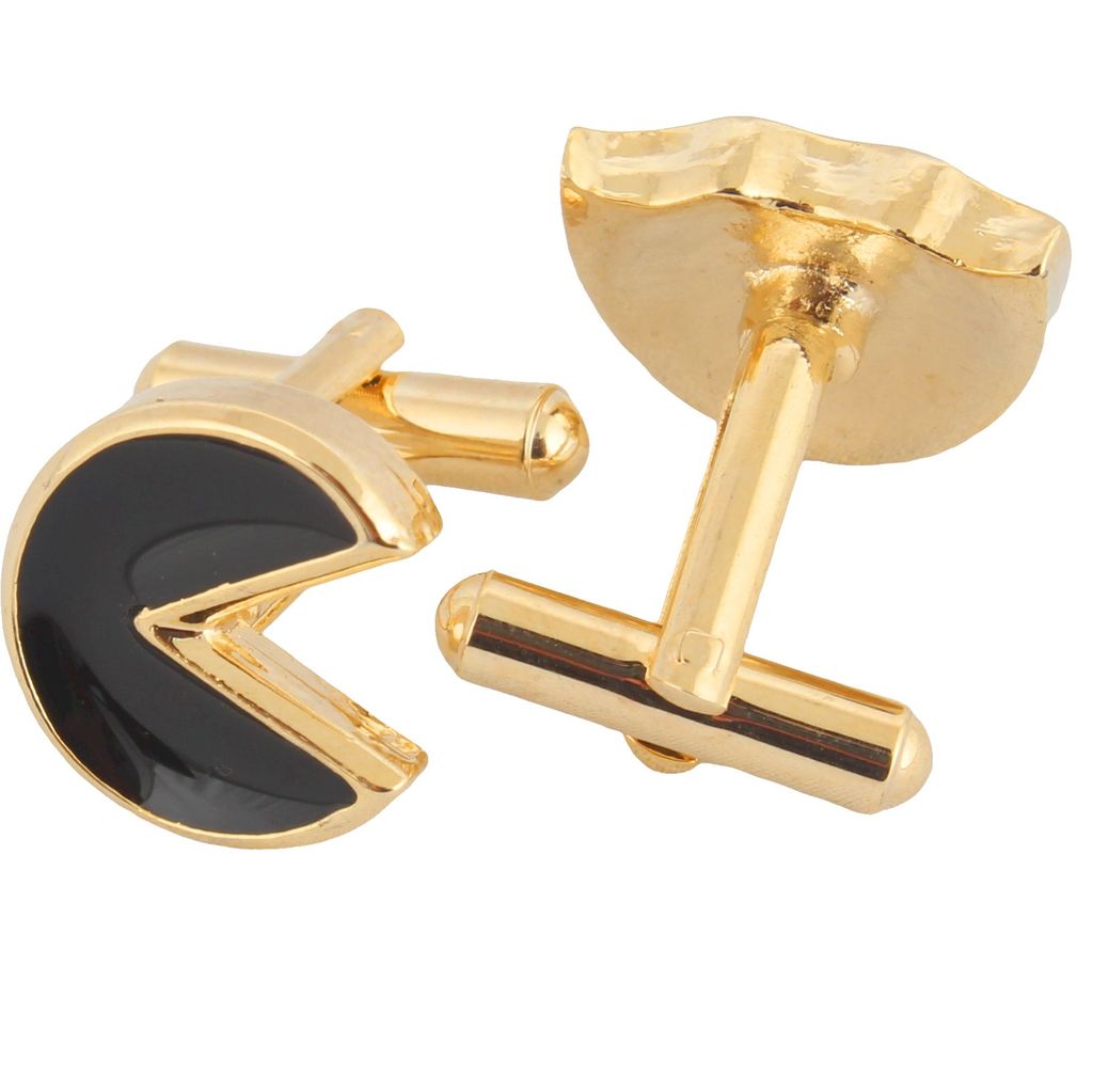 LUCKY JEWELLERY Unique Black Color Golden Plated Formal Wedding Shirt, Suit, Blazer Cufflinks Pair Set for Men.(208-M4C4-A5365)