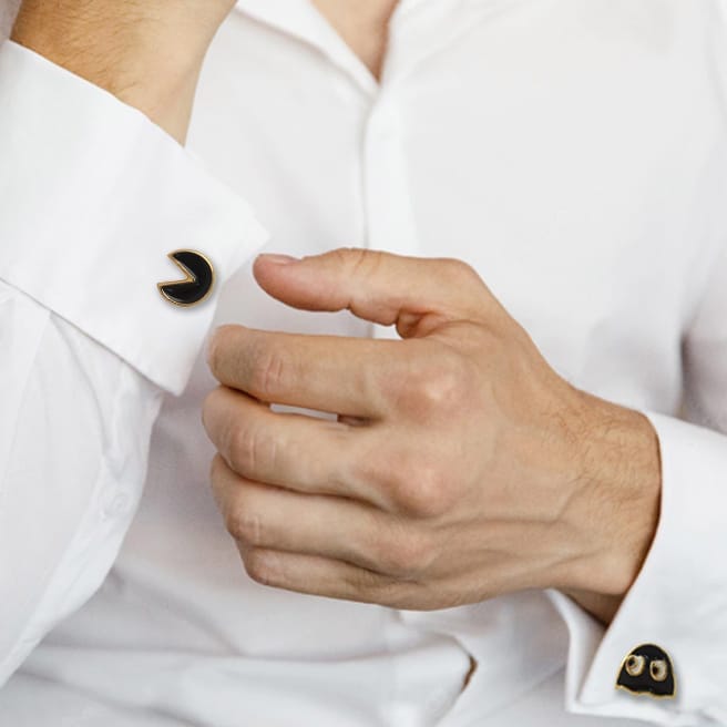 LUCKY JEWELLERY Unique Black Color Golden Plated Formal Wedding Shirt, Suit, Blazer Cufflinks Pair Set for Men.(208-M4C4-A5365)