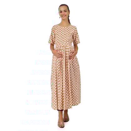 Jacobin Cuckoo Maternity Garments Pink Long Dress for Women