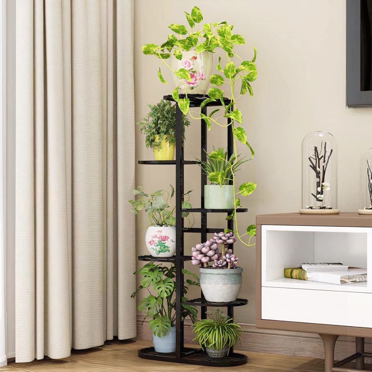 Bee Creative Modern Metal Decorative Floor Standing Black Indoor Outdoor Plant Stand