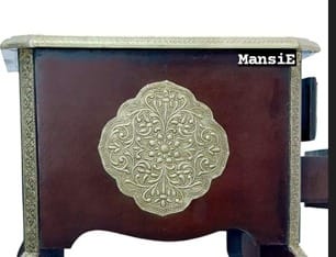 Creative Handicraft45 Wooden with Brass Bedside Table Antique Look with Drawer Storage for Living Room Bedroom Side End Stool