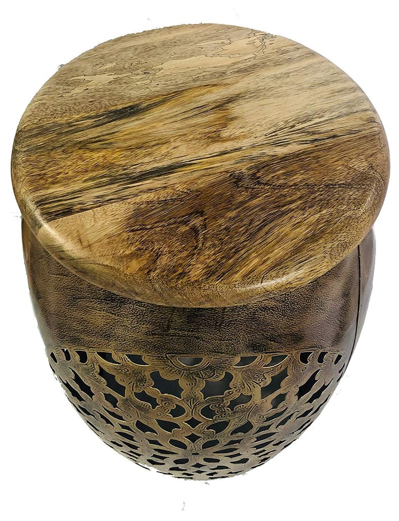 Creative Handicraft45 Handicrafts Iron Metal T-Light Beautiful Stool Home décor/Floor Decor/Table Decor/Decoration ( Wood,Gold )