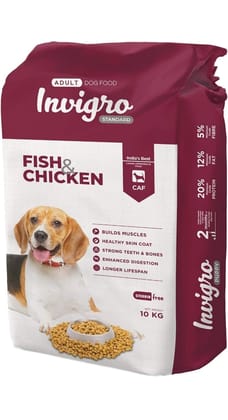 INVIGRO - Fish & Chicken Adult (Standard) Dry Dog Food, High Protein Variant-(10 KG)