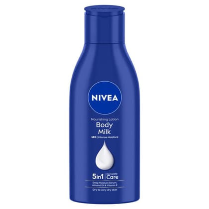 NIVEA Nourishing Body Milk 120ml Body Lotion with Deep Moisture Serum | 48 H Moisturization | With 2X Almond Oil | Smooth and Healthy Looking Skin |For Very Dry Skin