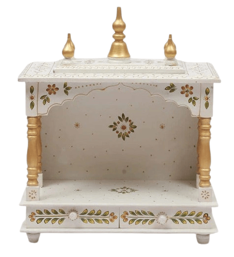 Shree Krishna Art  Home Temple, Wooden Temple, Pooja Mandir for Home(White, 18x9x22 inches)