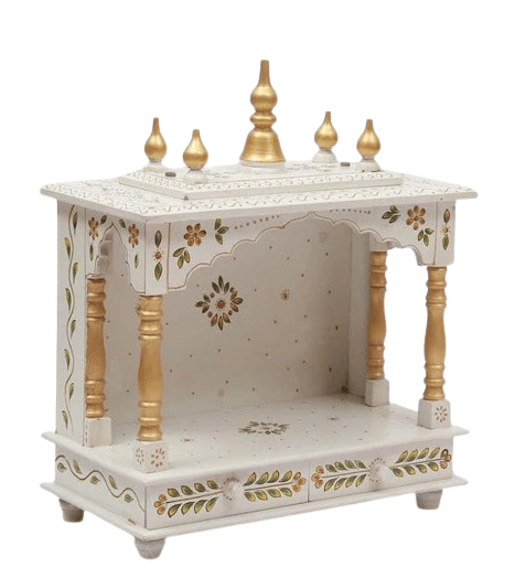 Shree Krishna Art Home Temple, Wooden Temple, Pooja Mandir for Home(White, 18x9x22 inches)