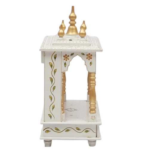 Shree Krishna Art Home Temple, Wooden Temple, Pooja Mandir for Home(White, 18x9x22 inches)