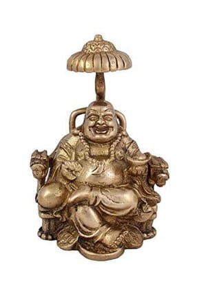 Arihant Craft� Ethnic Decor Laughing Buddha Idol Hand Work � 16.5 cm (Brass, Gold)