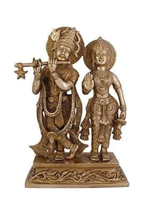 Arihant Craft� Hindu God Radha Krishna Couple Idol Hand Craft Showpiece � 30.5 cm (Brass, Gold)