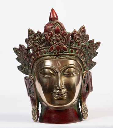 Arihant Craft� Ethnic Decor Goddess White Tara Statue Sculpture Showpiece Hand Work � 18 cm (Brass, Red, Green)