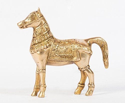 Arihant Craft� Ethnic Decor Horse Idol Statue Sculpture Showpiece � 12.5 cm (Brass, Gold)