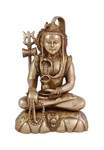Arihant Craft� Hindu God Shiva Idol Hand Work Showpiece � 24.5 cm (Brass, Gold)