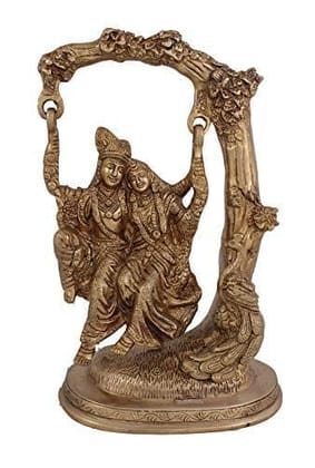 Arihant Craft� Hindu God Radha Krishna on Swing Idol Hand Craft Showpiece � 27.3 cm (Brass, Gold)