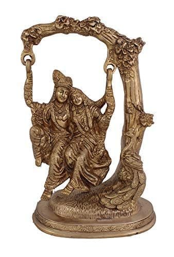 Arihant Craft� Hindu God Radha Krishna on Swing Idol Hand Craft Showpiece � 27.3 cm (Brass, Gold)