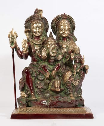 Arihant Craft� Hindu God Shiva Parivar Idol Lord Mahadev Parvati Ganesh Kartikeya Statue Bhole Baba Sculpture Hand Work Showpiece � 30.5 cm (Brass, Red, Green) Arihant Craft� Hindu God Shiva Parivar Idol Lord Mahadev Parvati Ganesh Kartikeya Statue Bhole Baba Sculpture Hand Work Showpiece � 30.5 cm (Brass, Red, Green)