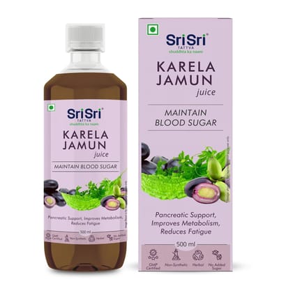 Sri Sri Tattva Karela Jamun Juice - Maintain Blood Sugar | Pancreatic Support, Improves Metabolism, Reduces Fatigue |  500ml