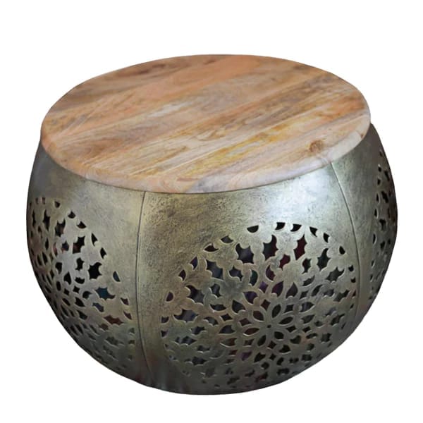 Shree Krishna Art Center Table | Designer Coffee Table for Living Room ,Wood Coffee table wooden Metal Cocktail Table Unique table Hand made Round Beautifully Home Decor Table