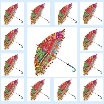 Rajasthani Print Umbrella Set Of 13 Umbrellas For Wedding, Celebration and Home Decor.