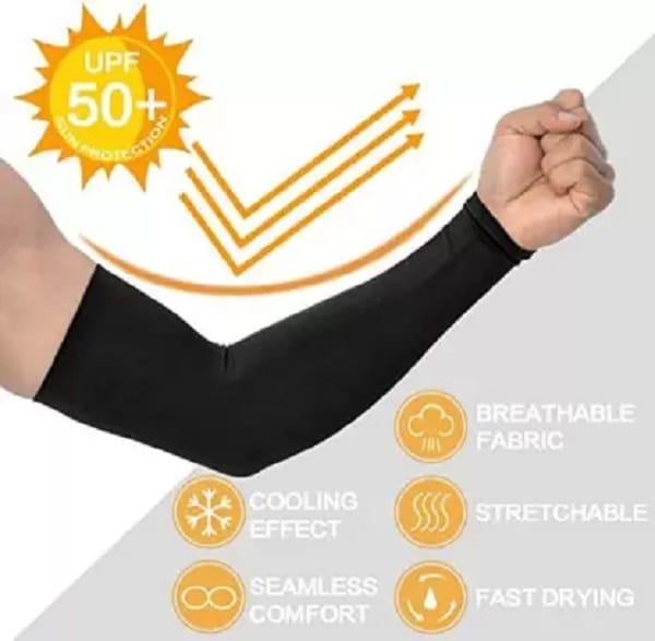 Chintels Nylon Arm Sleeve For Men & Women (Free, Black) Pack of 4