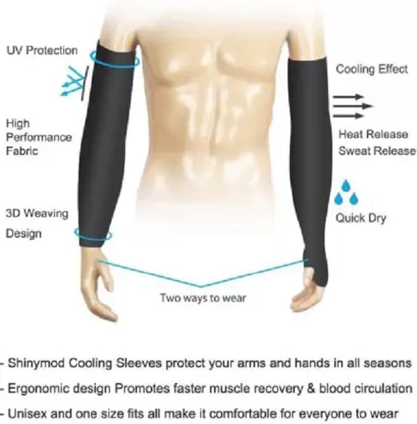 Chintels Nylon Arm Sleeve For Men & Women (Free, Black) Pack of 4