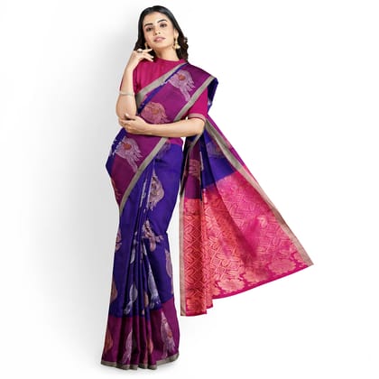 Royal Blue Color Big Peacock Design Kanjivaram Pure Silk Saree