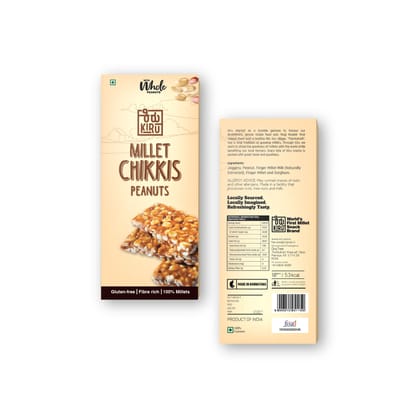 Kiru Millet Chikki Bar | Pack of 10 | Peanut Chikki Bar | Millet Bars | Peanut Bar | Millet Snack | Gluten Free | Healthy Bars | Chikki | Nutritious Chikki | Healthy Snacks