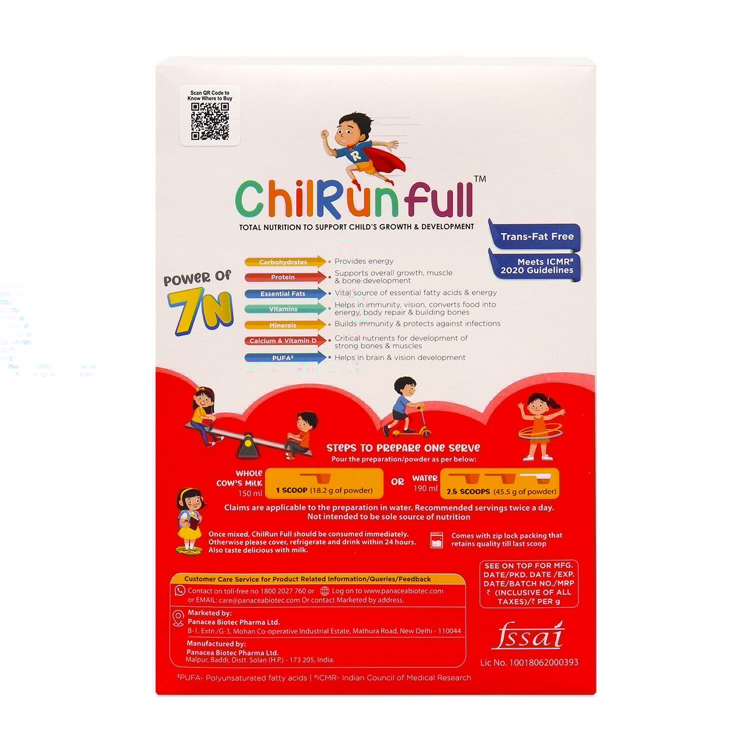 ChilRun Full 2+, Health and Nutrition Drink, Vanilla, 400g, Box. Total Nutrition For Children’s Growth, Supports Weight & Height Gain, Immune Function & Brain Development.