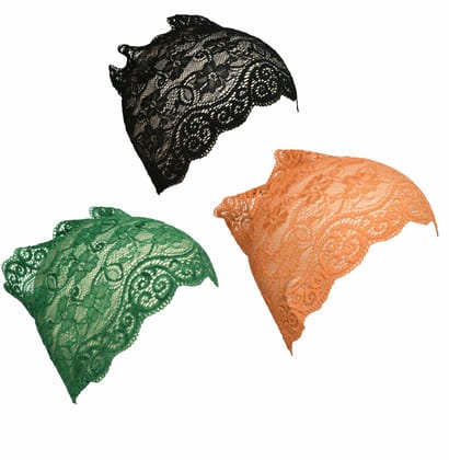 Girls and Womens Hijab Cap Hijab Headband, Under Hijab Scarf Black Green and Orange Naqab Head Scarf (3 pcs)