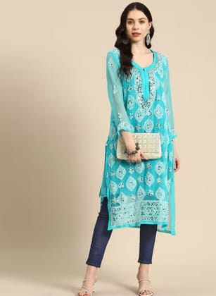 Sky Green Chikankari kurti