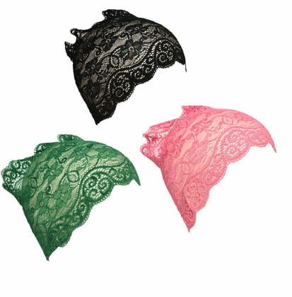 Girls and Womens Hijab Cap Hijab Headband, Under Hijab Scarf Black Green and Pink Naqab Head Scarf (3 pcs)