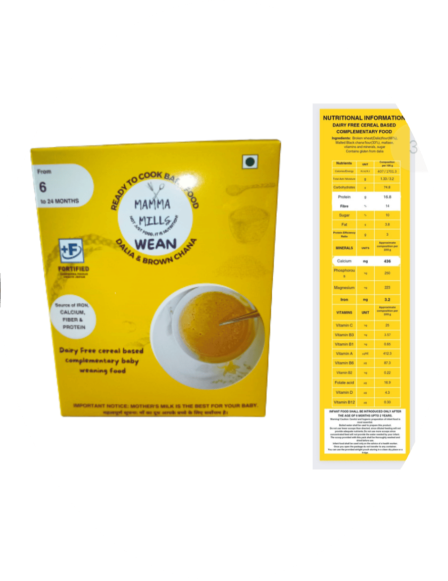 MAMMA MILLS WEAN READY TO COOK BABY FOOD DALI & BROWN CHANA