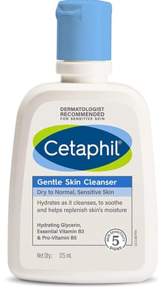 Cetaphil Face Wash Gentle Skin Cleanser for Dry to Normal, Sensitive Skin, 125 ml Hydrating Face Wash with Niacinamide, Vitamin B5 Cetaphil Face Wash Gentle Skin Cleanser for Dry to Normal, Sensitive Skin, 125 ml Hydrating Face Wash with Niacinamide, Vitamin B5