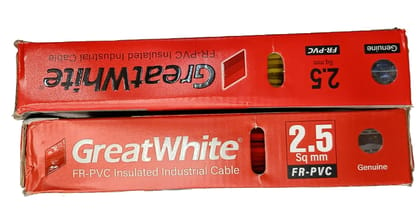 GREATWHITE SecureX 2.5MM TRIPLE LAYERED WITH 105°C BASE PVC INSULATION COPPER CABLE 90MTR LENGTH (FIRE RETARDENT) ( 08W CFL FREE 1PCS )