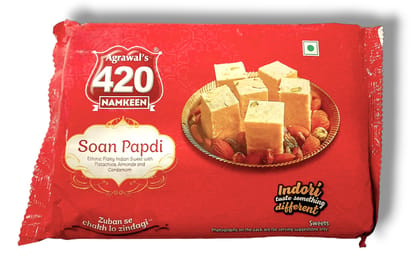 Agrawal's 420 Soan Papdi (400 gms) | Delicious Rich Indian Taste Indori Soan Papdi | Diwali Bhai dooj Rakhi Gift Pack