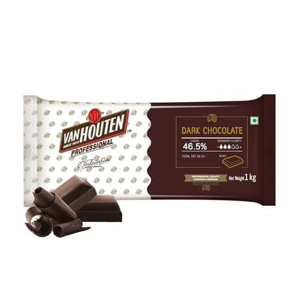 VAN HUTON Dark Chocolate Compound Slab 55% Perfect for making Cookies, Cakes, Icecream, Chocolates & many more (Pack of 1, 1KG)